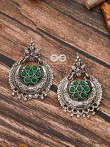 The Peppy Touch - Oxidised Boho Earrings (Green)