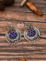 The Peppy Touch - Oxidised Boho Earrings (Blue)