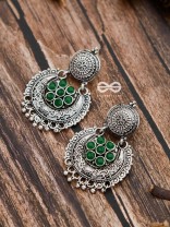 The Peppy Touch - Oxidised Boho Earrings (Green)