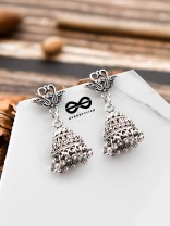 The Oxidised Swan Jhumkis - Tiny Trinket Earrings