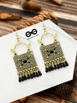 The Embellished Trunk - Oxidised Boho Earrings - Golden Black