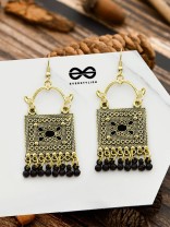 The Embellished Trunk - Oxidised Boho Earrings - Golden Black