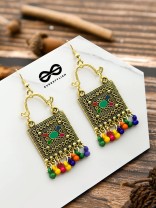 The Embellished Trunk - Oxidised Boho Earrings - Golden Multicolour