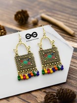 The Embellished Trunk - Oxidised Boho Earrings - Golden Multicolour