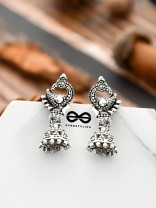 The Little Oxidised Swan Jhumkis - Tiny Trinket Earrings