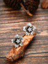 The Oxidised Boho Flower - Tiny Trinket Earrings