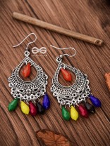 The Vintage Drop Motifs (Multicoloured) - Oxidised Boho Earrings