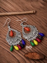 The Vintage Drop Motifs (Multicoloured) - Oxidised Boho Earrings