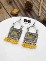 The Embellished Trunk - Oxidised Boho Earrings - Yellow