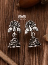 The Little Peacock Jhumki - Tiny Trinket Earrings