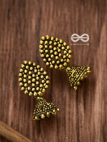The Little Dotted Jhumki (Golden) - Tiny Trinket Earrings
