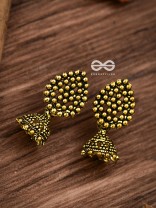 The Little Dotted Jhumki (Golden) - Tiny Trinket Earrings