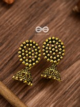 The Little Dotted Circled Jhumkis (Golden) - Tiny Trinket Earrings