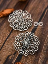 The Silver Emblem Studs - Oxidised Boho Earrings