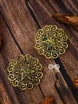 The Golden Emblem Studs - Oxidised Boho Earrings