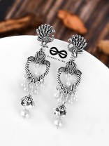 The Layered Bohemian Peacock Artwork - Oxidised Boho Earrings