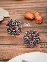 The Intriguing Affair Studs - Ruby Red - The Embellished Oxidised Collection