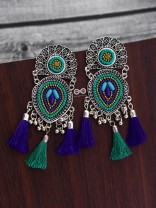 The Layered Tasseled Statement Makers (Blue Hues) - The Embroidered Oxidised Collection
