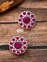The Bling Button Studs - Ruby Red - Tiny Trinket Earrings