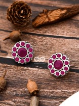 The Bling Button Studs - Ruby Red - Tiny Trinket Earrings