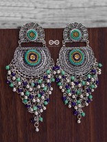 The Multi-Layered Beaded Jhaalar (Blue Hues) - Embroidered Oxidised Collection