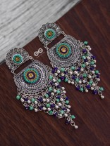 The Multi-Layered Beaded Jhaalar (Blue Hues) - Embroidered Oxidised Collection