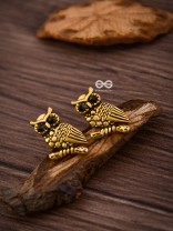 The Owl on a branch Studs (Golden) - Tiny Trinket Earrings