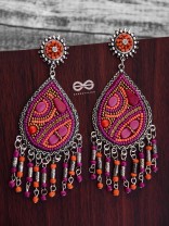 The Mesmerising Intricacy (Orange- Pink) - Embroidered Oxidised Collection