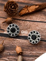The Bling Button Studs - Onyx Black - Tiny Trinket Earrings