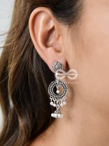 The Little Rounded Layered Jhumkis - Oxidised Boho Earrings