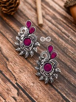 The Vintage Motif Studs - Ruby Red - The Embellished Oxidised Collection