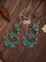 The Bohemian Layered Danglers - Meenakari Boho Earrings