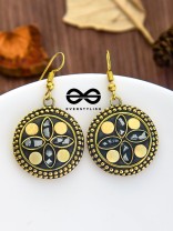 The Tribal Intricate Danglers (Golden) - Oxidised Boho Earrings