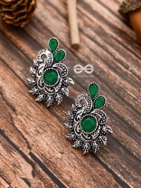 The Vintage Motif Studs - Emerald Green - The Embellished Oxidised Collection