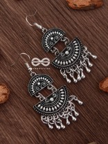 The Little Aztec Tribal Danglers - Oxidised Boho Earrings