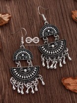 The Little Aztec Tribal Danglers - Oxidised Boho Earrings