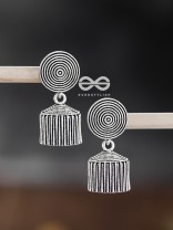 The Hypnotic Statement Jhumkis - Oxidised Boho Earrings