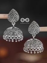 The Intricate Statement - Oxidised Boho Jhumkas