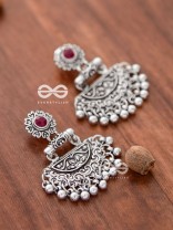 The Little Intricate Danglers (Ruby Red) - Embellished Oxidised Collection