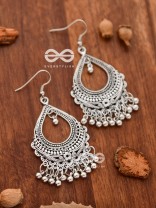 The Intricate Motif Drops - Oxidised Boho Earrings - Silver