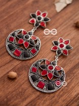 The Queen's Desire - Embellished Oxidised Danglers (Red-Black)