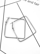 The Everyday Chic - Oversized Rectangle Hoops - Dark Grey