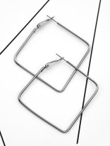 The Everyday Chic - Oversized Rectangle Hoops - Dark Grey