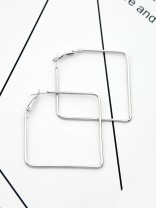 The Everyday Chic - Oversized Rectangle Hoops - Silver