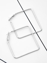 The Everyday Chic - Oversized Rectangle Hoops - Silver
