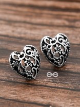 The Intricate Heart Studs - Tiny Trinket Earrings