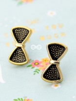 The Little Enamel Bowknot Studs - Black - Tiny Trinket Earrings