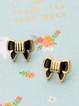 The Cute Enamel Bowknot Studs - Black - Tiny Trinket Earrings
