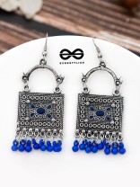 The Embellished Trunk - Oxidised Boho Earrings - Blue