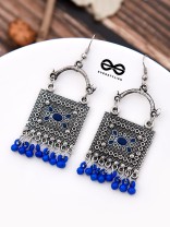 The Embellished Trunk - Oxidised Boho Earrings - Blue